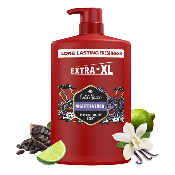 Душ гел и шампоан 3 в 1 Old Spice Nightpanther за тяло, коса и лице, 1000 мл